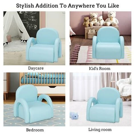FAMIHOLLD Children's Single Sofa Rainbow Section Sky Blue - Image 3