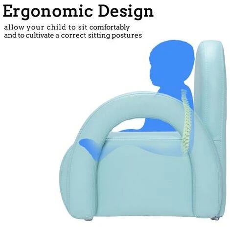 FAMIHOLLD Children's Single Sofa Rainbow Section Sky Blue - Image 4