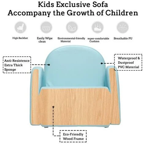 FAMIHOLLD Children's Single Sofa Rainbow Section Sky Blue - Image 5