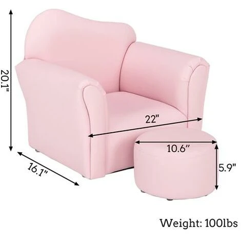 FAMIHOLLD Children Single Sofa Kids Sofa Chair Bent Back -Pink - Image 3
