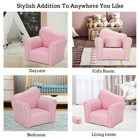 FAMIHOLLD Children Single Sofa Kids Sofa Chair Bent Back -Pink - Image 4