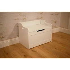 MARCO PAUL Wooden Toybox Chest Toy Storage Baby Box - White Kids Storage Units Square Strong, Stable And Hardwearing Ottoman Storage Box For Children's, Bedrooms Or Nurseriess Boys Girls Toy Storage Bo