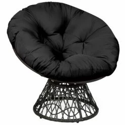 Costway Papasan Chair Rattan Ergonomic Chair W/ 360Â¡Ã£ Swivel & Soft Cushion Home Garden