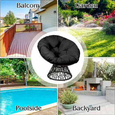 Costway Papasan Chair Rattan Ergonomic Chair W/ 360¡ã Swivel & Soft Cushion Home Garden - Image 5