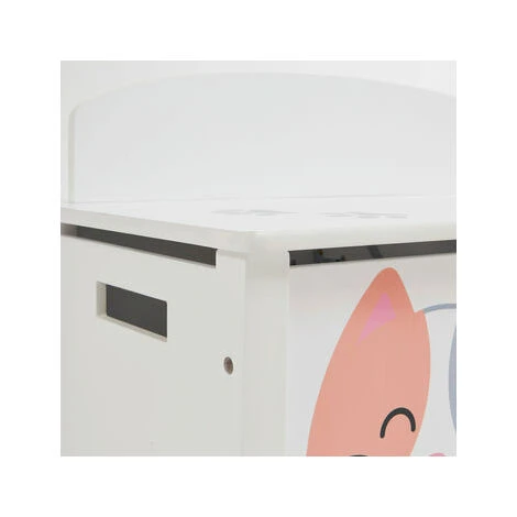 Liberty House Toys Toy Box Storage Organiser W/ Safety Hinge Side Handle Cat And Dog H47.5 X W68 X D37.5cm White And Grey - Image 5