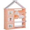 HOMCOM Kids Storage Unit Toy Box Organiser Book Shelf With Shelves Storage Cabinets Orange