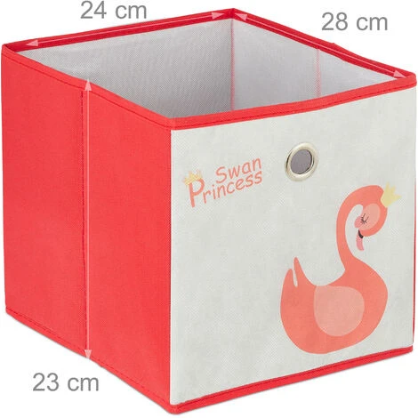 Relaxdays Children’s Shelf With 4 Boxes, Toy Storage Stand For Girls, Cute Swan Design, Nursery Organiser, White/Red - Image 5