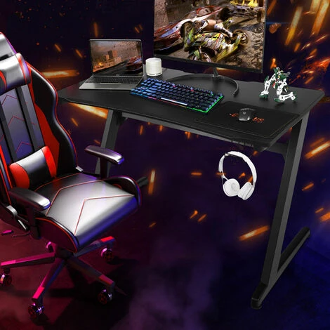 Costway Gaming Computer Desk Ergonomic Racing Table Workstation W/Cup & Headphone Holder - Image 5