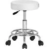 Casaria Rolling Stool Height Adjustable 51-65 Cm Rotatable 360° 10cm Thick Padding Footrest And 5 Castors Massage Salon Band Office Hydraulic Stool White