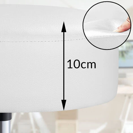 Casaria Rolling Stool Height Adjustable 51-65 Cm Rotatable 360° 10cm Thick Padding Footrest And 5 Castors Massage Salon Band Office Hydraulic Stool White - Image 3
