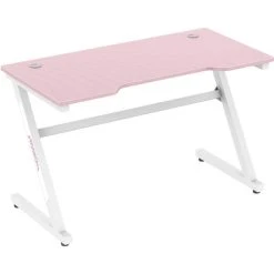 HOMCOM 1.2m Z-Shaped Racing Style Gaming Desk W/ Cable Managenent Home Office Pink