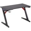 HOMCOM LED Racing Style Gaming Desk Table With Cup Holder Hook Cable Holes