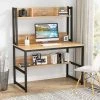 Tribesigns Computer Desk, Home Office Desk Study Desk With Hutch And Shelves For Small Space,107 X 50 X140cm(Light Marple)