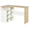 HOMCOM L-Shaped Corner Computer Desk Study Table W/ Storage Shelf For Home