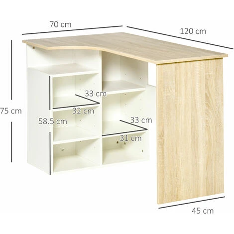 HOMCOM L-Shaped Corner Computer Desk Study Table W/ Storage Shelf For Home - Image 2