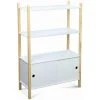 Alice's Garden Children's Bookcase With 3 Shelves, Two Sliding Doors, 70x30x106.5cm - Tobias - Natural Pine, Painted White