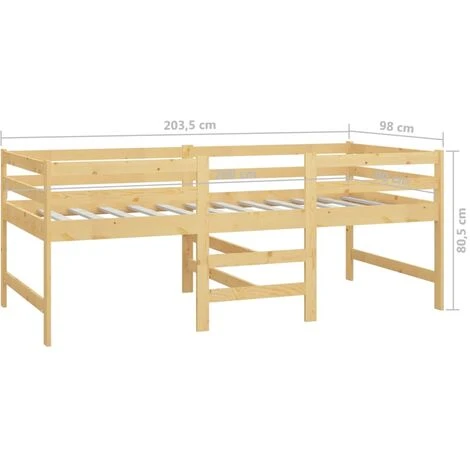 Mid-high Bed Solid Pinewood 90x200 Cm VidaXL - Image 3
