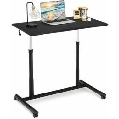 Costway Height Adjustable Laptop Table Mobile Sit Stand Converter Lifting Desk W/ Wheels