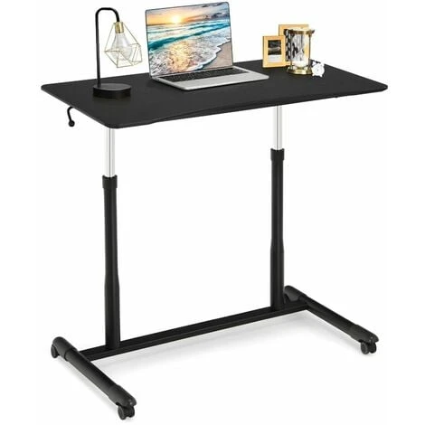 Costway Height Adjustable Laptop Table Mobile Sit Stand Converter Lifting Desk W/ Wheels