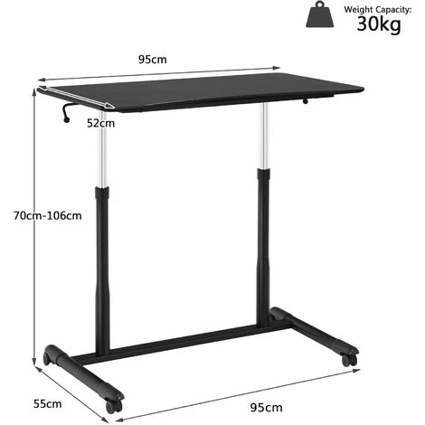 Costway Height Adjustable Laptop Table Mobile Sit Stand Converter Lifting Desk W/ Wheels - Image 2