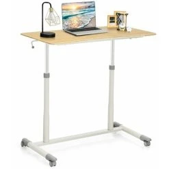 Costway Height Adjustable Laptop Table Mobile Sit Stand Converter Lifting Desk W/ Wheels