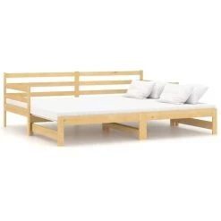 Pull-out Day Bed Solid Pinewood 2x VidaXL