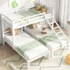 ModernLuxe Bunk Bed Triple Sleeper With Side Ladder For Children And Teens, 90x190cm,90x200cm, White
