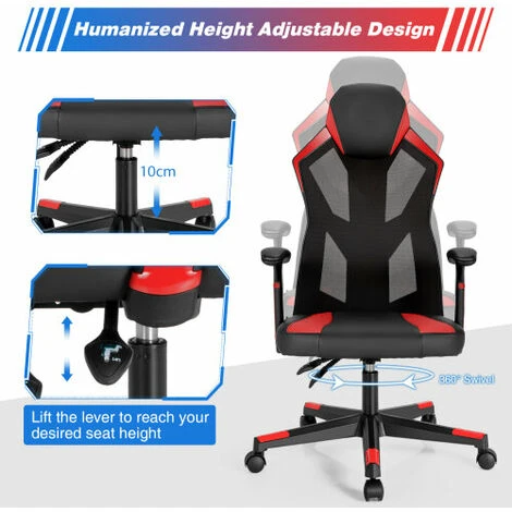 Gymax Gaming Chair High Back Racing Style Mesh Swivel Executive Task Chair - Image 2