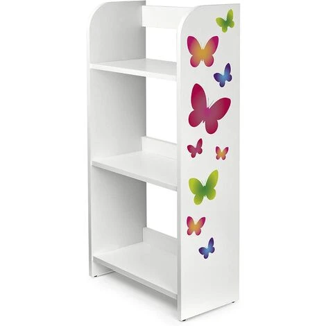Leomark White Wooden Bookcase - 3 Shelves - Butterflies - Image 2