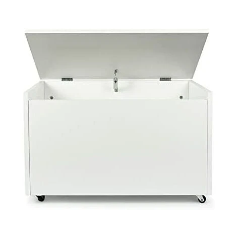 Leomark Large Wheeled Wooden Toy Box For With Stool Seat - Little Firefighter - Image 2