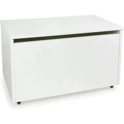 Leomark Large Wheeled Wooden Toy Box For With Stool Seat - White