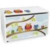 Leomark Large Wheeled Wooden Toy Box For With Stool Seat - Owls