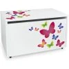 Leomark Large Wheeled Wooden Toy Box For With Stool Seat - Butterflies