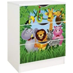 Leomark White Chest Of Drawers - ROMA - Jungle Animals