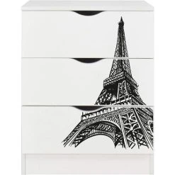 Leomark White Chest Of Drawers - ROMA - Eiffel Tower
