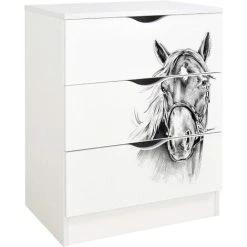 Leomark White Chest Of Drawers - ROMA - Horse