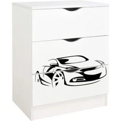 Leomark White Chest Of Drawers - ROMA - Racing Car