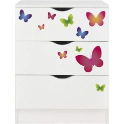 Leomark White Chest Of Drawers - ROMA - Butterflies