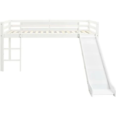 Topdeal Children's Loft Bed Frame With Slide & Ladder Pinewood 97x208 Cm VDTD23799 - Image 2