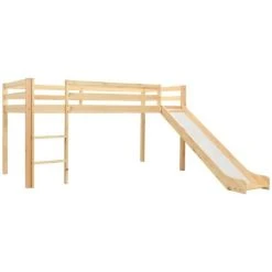 Topdeal Children's Loft Bed Frame With Slide & Ladder Pinewood 97x208 Cm VDTD23800