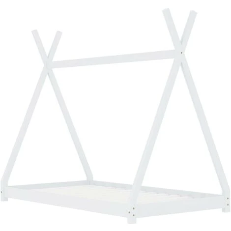 Topdeal Kids Bed Frame White Solid Pine Wood 70x140 Cm VDTD24212 - Image 2