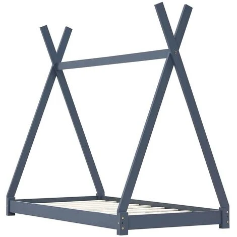 Topdeal Kids Bed Frame Grey Solid Pine Wood 70x140 Cm VDTD24215 - Image 2