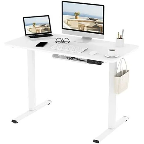 FLEXISPOT Electric Height Adjustable Standing Desk Sit Stand Desk Adjustable Desk Stand Up Desk With Memory Pannel-(White Frame+100cm White Top)