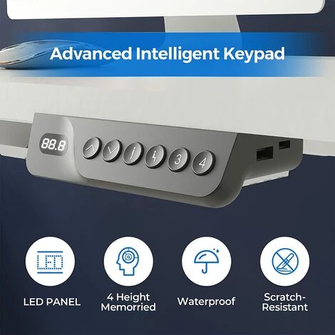 FLEXISPOT Electric Height Adjustable Standing Desk Sit Stand Desk Adjustable Desk Stand Up Desk With Memory Pannel-(White Frame+100cm White Top) - Image 4