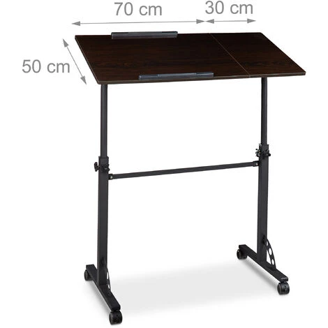 Relaxdays XXL Laptop Table Height Adjustable, 110 X 100 X 50 Cm, Wood, Mobile Lecturn, Wheels With Brakes, Notebooks, Projecters, Laptops, 2 Surfaces, Ebony Black - Image 4