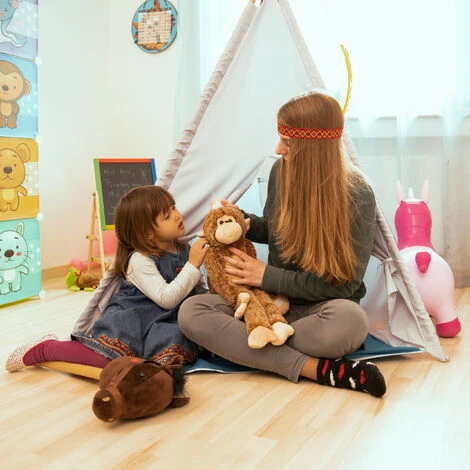 Relaxdays Teepee Play Tent, Children’s Playhouse Wigwam, For Indoor And Outdoor Use, Age 3 And Up, HxWxD: 155 X 125 X 125 Cm, Grey - Image 3