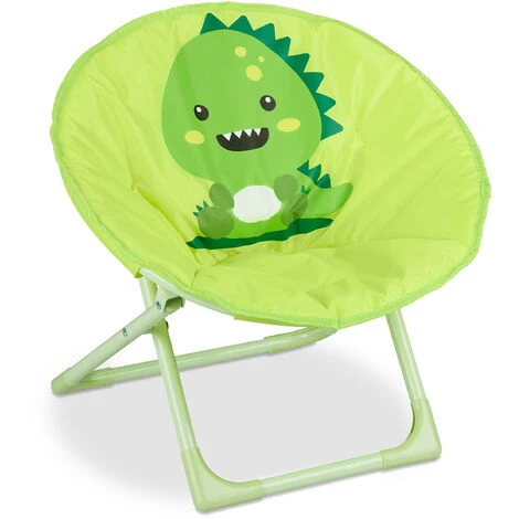 Relaxdays Moon Chair Kids, Foldable, Indoor, Camping Seat For Boys & Girls, HxWxD 48 X 51 X 48 Cm, Monster, Yellow