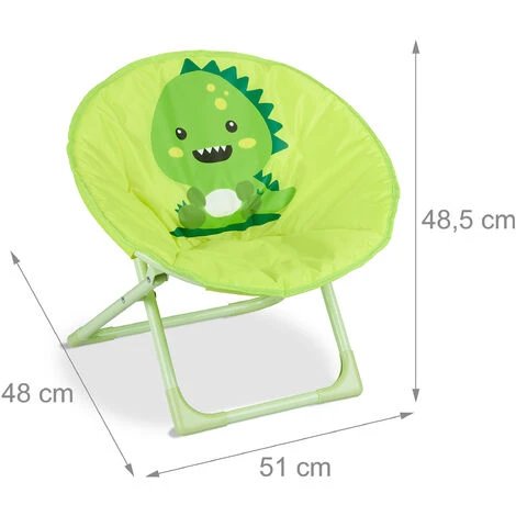 Relaxdays Moon Chair Kids, Foldable, Indoor, Camping Seat For Boys & Girls, HxWxD 48 X 51 X 48 Cm, Monster, Yellow - Image 4