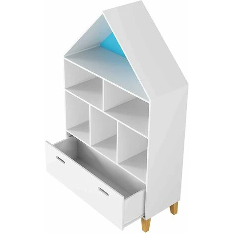 FURCHEN Toy Box Storage Triangle Kids Bookshelf Toy Storage Unit Childrens Bookcase White Toy Organiser With Drawers For Children's Room Playroom 8030132.5cm - Image 5