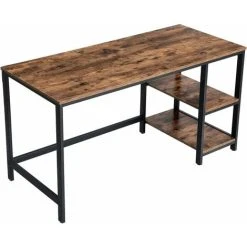 Songmics VASAGLE Computer Desk, Writing Desk With 2 Shelves On Left Or Right, Work Table For Office Living Room, Steel Frame, Industrial, Rustic Brown And Black LWD55X